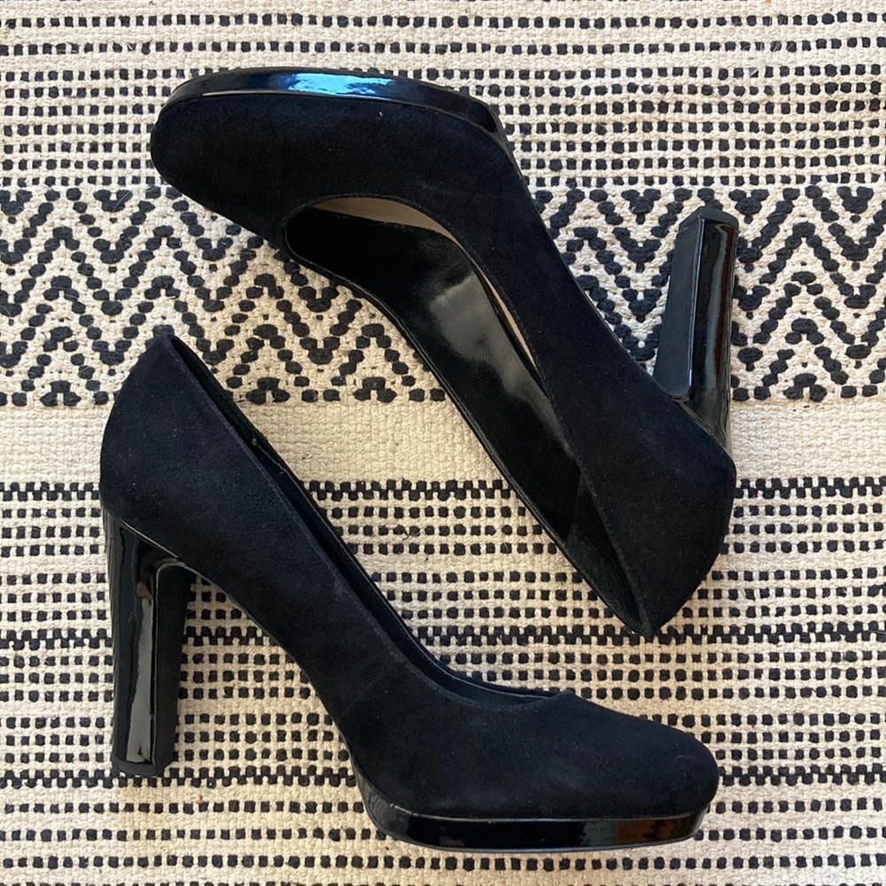 Black Suede/Patent Leather Pumps